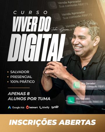Curso presencial VIVER DO DIGITAL + 3 cursos EAD Bônus